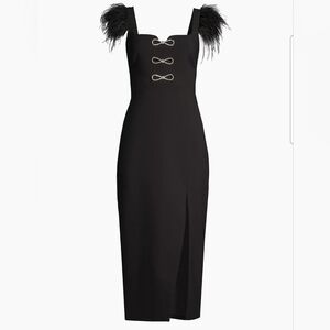 Likely Rizzo feather bow black cocktail dress sz 14